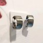 Vintage Wide  Hoop  Earrings Silver Tone