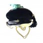 Vintage Brown Metallic Oval Clutch Purse Bag Gold Chain Strap Tassel Elegant