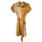 Polkadot straps gold-white shirt Dress fit & flare button up mini S
