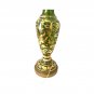 Antique Victorian Moser Bohemian emerald green gold floral glass table lamp
