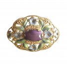 Antique Floral Brooch Pin Gold Filled Purple Enamel Art Nouveau France Antique Floral Brooch Pin Gold Filled Purple Enamel Art Nouveau France