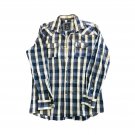 NWOT Montobene Men`s Plaid Shirt Blue White Size L Long Sleeve Button Up NWOT Montobene Men`s Plaid Shirt Blue White Size L Long Sleeve Button Up
