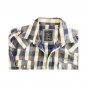 NWOT Montobene Men`s Plaid Shirt Blue White Size L Long Sleeve Button Up