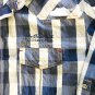 NWOT Montobene Men`s Plaid Shirt Blue White Size L Long Sleeve Button Up