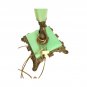 Antique c1920 Art Deco Green & Beige Onyx & Brass Floor Lamp Square Base