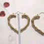 Rare Vintage Large Hearts Hoop Earrings Yellow Gold Plated