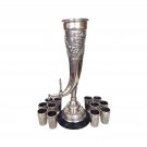 Antique Faberge Wine Horn Form Urn 12 Beakers Set 84 Silver Russian 1890s Set