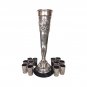 Antique Faberge Wine Horn Form Urn 12 Beakers Set 84 Silver Russian 1890s Set