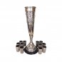 Antique Faberge Wine Horn Form Urn 12 Beakers Set 84 Silver Russian 1890s Set
