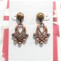 Vintage Renoir Designer MCM Copper Brass Dangle Drop Earrings Posts