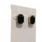 Vintage Faceted Black Onyx Stud Earrings Yellow Gold Plated Posts