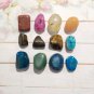 Mixed Lot 12 Semi Precious Raw Stones Tiger Eye Turquoise Beetle Colorful