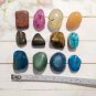 Mixed Lot 12 Semi Precious Raw Stones Tiger Eye Turquoise Beetle Colorful