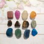 Mixed Lot 12 Semi Precious Raw Stones Tiger Eye Turquoise Beetle Colorful