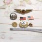 Vintage Mixed Pins Lot Delta Airlines Us Flags 7 Pcs Gold & Silver Tone Enamel