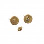 Vintage Round Needlepoint Rose Stud Earrings Yellow Gold Plated Posts