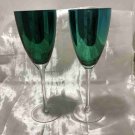 NWOT Blue Wine Glasses Stemmed Hand Blown Art Glass Set of 2 Pairs