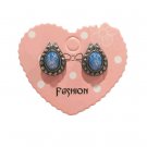 Vintage Avon Oval Cut Blue Glass Teardrop Stud Earrings Silver Tone Posts