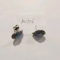 Vintage Avon Oval Cut Blue Glass Teardrop Stud Earrings Silver Tone Posts