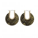 Vintage Green Black Snake Print Hoop Earrings Yellow Gold Plated Vintage Green Black Snake Print Hoop Earrings Yellow Gold Plated