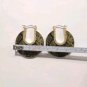 Vintage Green Black Snake Print Hoop Earrings Yellow Gold Plated