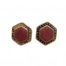 Vintage Burgundy Black Enamel Stud Button Earrings Yellow Gold Plated Posts Vintage Burgundy Black Enamel Stud Button Earrings Yellow Gold Plated Posts