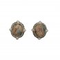 Vintage Napier Designer Stud Earrings Faceted Labradorite Silver Plated Posts
