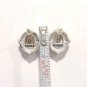 Vintage Napier Designer Stud Earrings Faceted Labradorite Silver Plated Posts