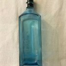 Vintage Hand Selected Botanicals Glass Aqua Blue Bottle Square