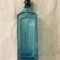Vintage Hand Selected Botanicals Glass Aqua Blue Bottle Square