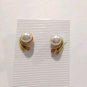 Vintage Tat Designer 8 mm Faux Pearls Stud Earrings Yellow Gold Plated Posts