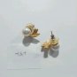 Vintage Tat Designer 8 mm Faux Pearls Stud Earrings Yellow Gold Plated Posts