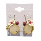 Vintage Yellow Quartz Lady Bug Blossom Dangle Earrings Yellow Gold Plated Hook Vintage Yellow Quartz Lady Bug Blossom Dangle Earrings Yellow Gold Plated Hook