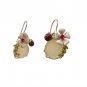 Vintage Yellow Quartz Lady Bug Blossom Dangle Earrings Yellow Gold Plated Hook