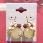 Vintage Yellow Quartz Lady Bug Blossom Dangle Earrings Yellow Gold Plated Hook