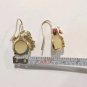 Vintage Yellow Quartz Lady Bug Blossom Dangle Earrings Yellow Gold Plated Hook