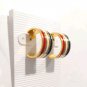Vintage  Small  C Hoop Earrings Yellow Gold Plated White Red Blue Striped