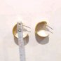 Vintage  Small  C Hoop Earrings Yellow Gold Plated White Red Blue Striped