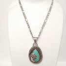 Vtg Native American Sterling Silver Kokopelli Turquoise Pendant Chain Necklace Vtg Native American Sterling Silver Kokopelli Turquoise Pendant Chain Necklace