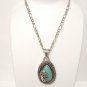 Vtg Native American Sterling Silver Kokopelli Turquoise Pendant Chain Necklace