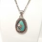 Vtg Native American Sterling Silver Kokopelli Turquoise Pendant Chain Necklace