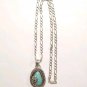 Vtg Native American Sterling Silver Kokopelli Turquoise Pendant Chain Necklace