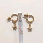 Vintage C Hoop Star Earrings Yellow Gold Plated Posts