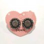 Vintage Grey Rhinestones Stud Button Earrings Posts
