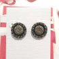 Vintage Grey Rhinestones Stud Button Earrings Posts