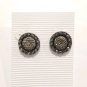 Vintage Grey Rhinestones Stud Button Earrings Posts