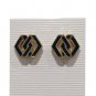 Vintage Monet Designer Blue Enamel Stud Earrings Yellow Gold Plated Posts