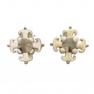 Vintage Beige Enamel Maltese Cross Stud Earrings Yellow Gold Plated Posts Vintage Beige Enamel Maltese Cross Stud Earrings Yellow Gold Plated Posts