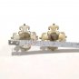 Vintage Beige Enamel Maltese Cross Stud Earrings Yellow Gold Plated Posts