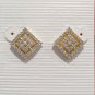 Vintage Round Cut CZ Rhombus Stud Earrings Yellow Gold Plated Elegant Posts